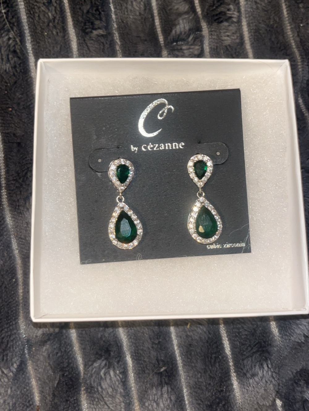 Cézanne Green Teardrop Crystal Drop Earrings